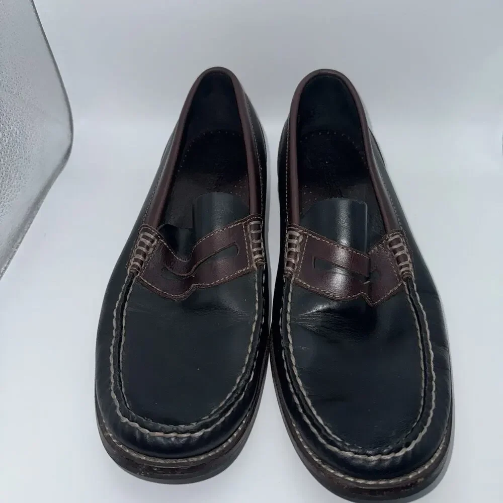 Sperry Top-Sider Men’s 9.5M Black Brown Leather Penny Loafers Slip On